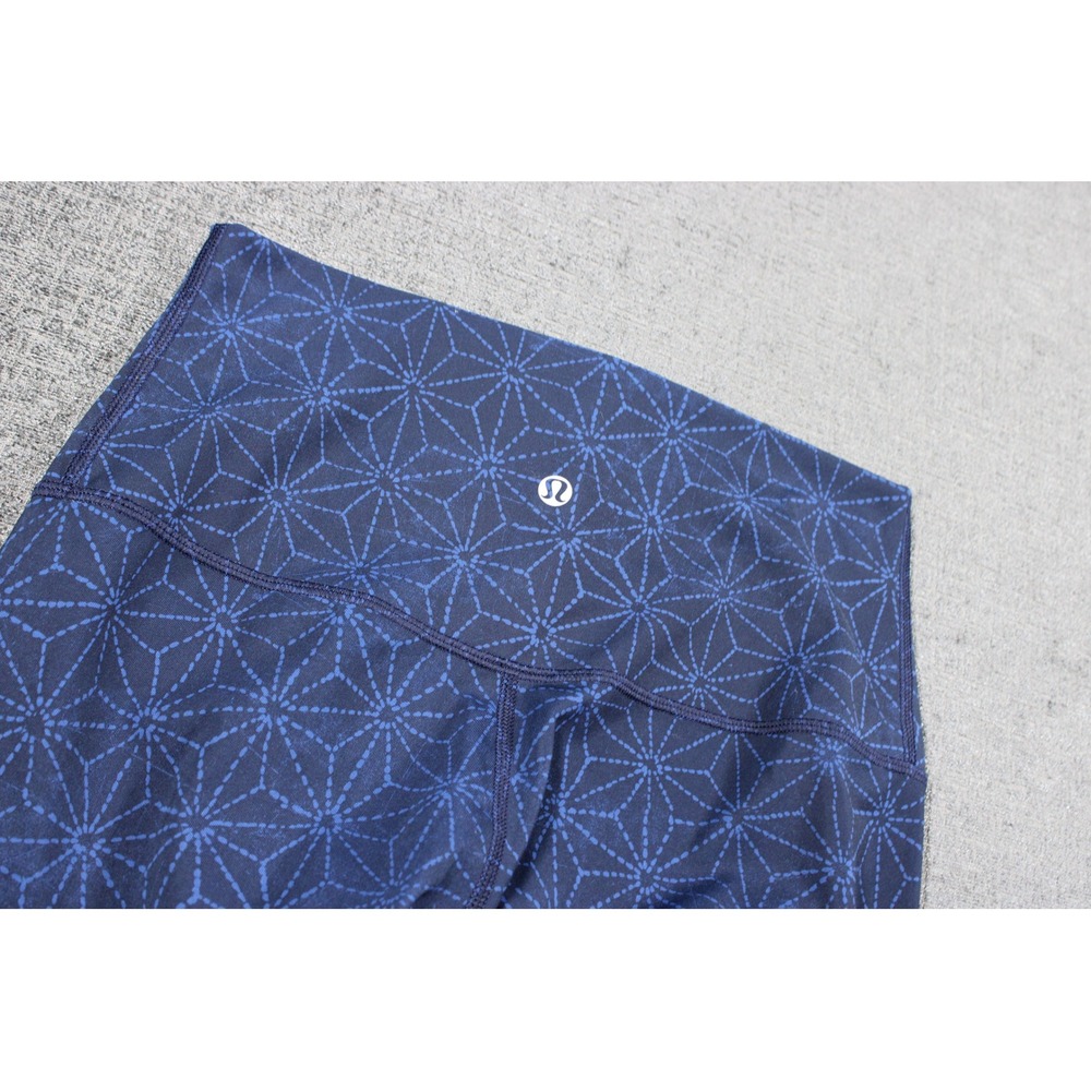 Lululemon High Rise Leggings Navy Blue Geometric Starburst Print Yoga Pants 29in